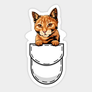 Funny Tabby Pocket Cat Sticker